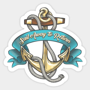 Anchor with Ropes and Ribbon Tattoo Illustration Sticker